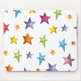 Watercolor color stars mouse pad