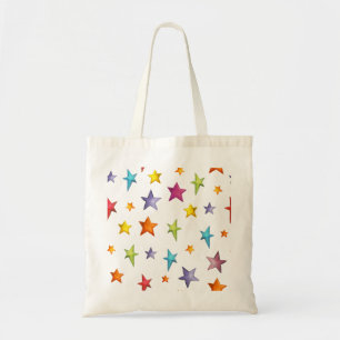 Watercolor color stars tote bag
