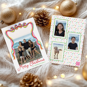 Watercolor Colorful Confetti Christmas Photo Holiday Card