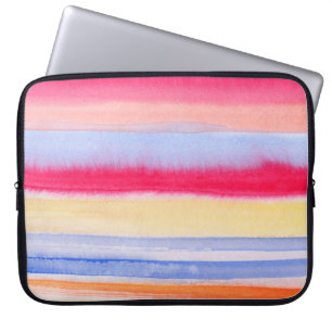 Watercolor colorful stripes.stripe,watercolor,aqua laptop sleeve