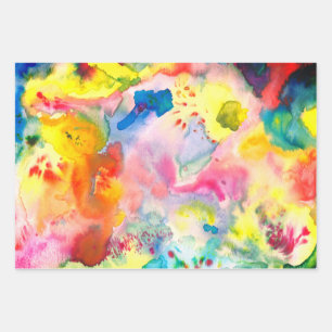 Watercolor colorful textured painting vivid rainbo wrapping paper sheet