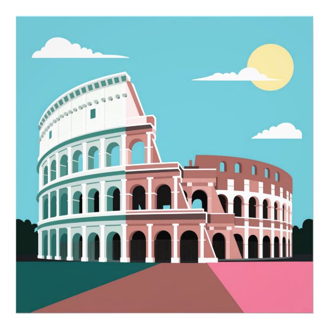 Watercolor Colosseum Rome Flat design Poster (Front)