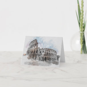 Watercolor Colosseum Rome Italy Thank You Card