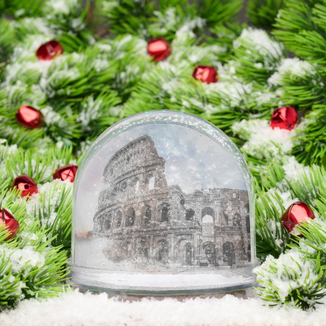 Watercolor Colosseum Snow Globe | Rome Italy  (Christmas)