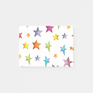 Watercolor colour stars post-it notes