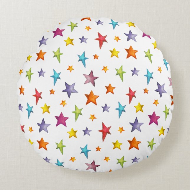 Watercolor colour stars  throw pillow (Front)