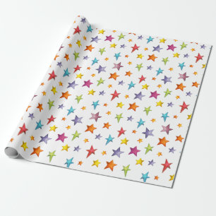 Watercolor colour stars  wrapping paper
