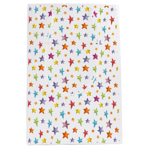 Watercolor colour stars wrapping paper medium gift bag