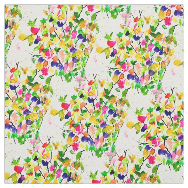 Watercolor colourful abstract tree fabric (Swatch)