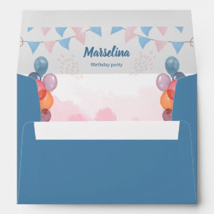 Watercolor Colourful Balloons Birthday party  Envelope