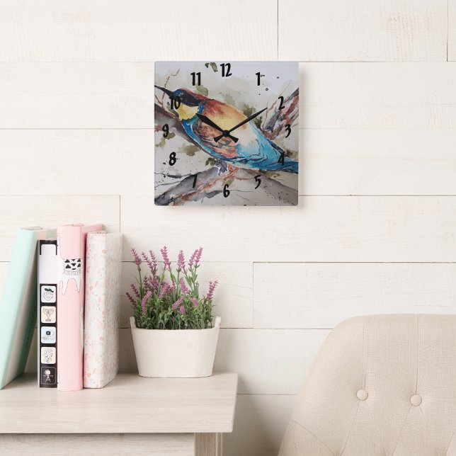 Watercolor colourful beekeeper  square wall clock (Creator Uploaded)