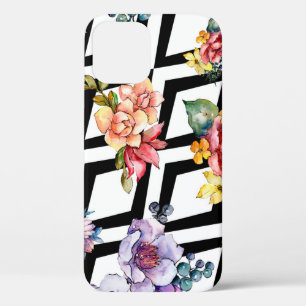 Watercolor colourful bouquet flower. Floral botani iPhone 12 Case