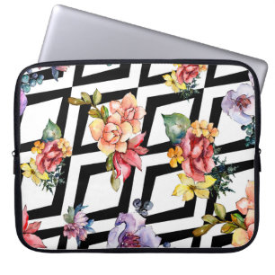 Watercolor colourful bouquet flower. Floral botani Laptop Sleeve