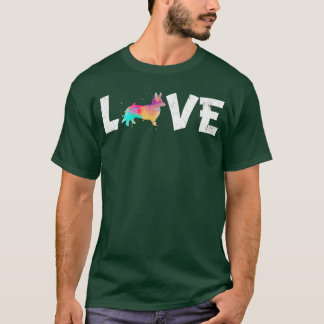 Watercolor Colourful Cardigan Welsh Corgi Dog Love T-Shirt