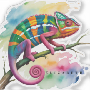 Watercolor Colourful Chameleon Birthday Party