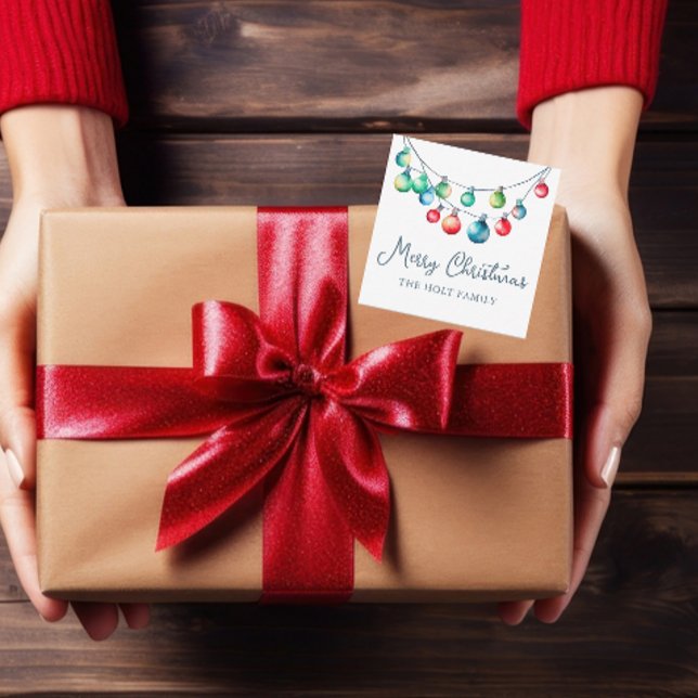 Watercolor Colourful Christmas String Lights Photo Card (Creator Uploaded)