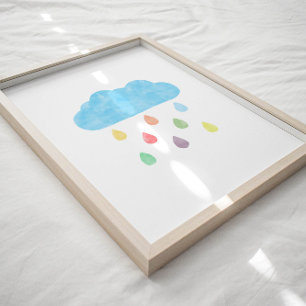 Watercolor colourful cloud poster