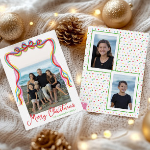 Watercolor Colourful Confetti Christmas Photo Holiday Card