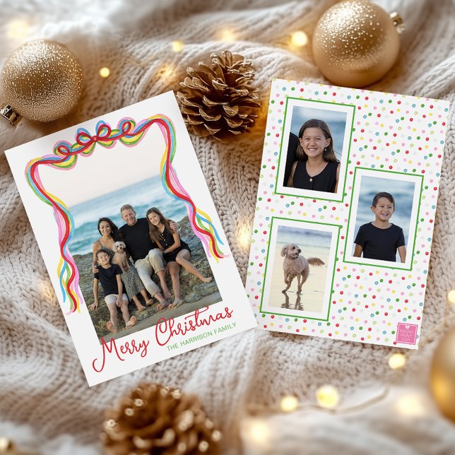 Watercolor Colourful Confetti Christmas Photo Holiday Card (Creator Uploaded)