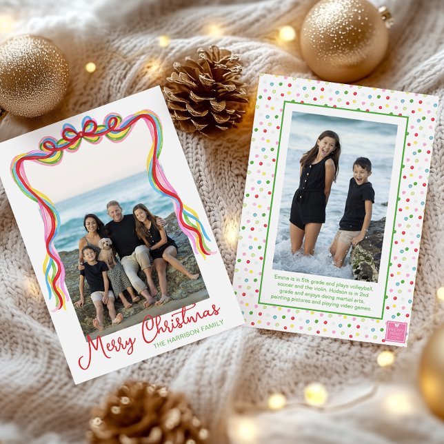 Watercolor Colourful Confetti Christmas Photo Holiday Card (Creator Uploaded)