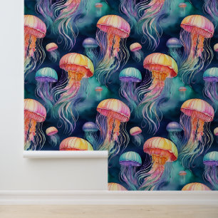 Watercolor Colourful Dancing Jellyfish Ocean Anima Wallpaper