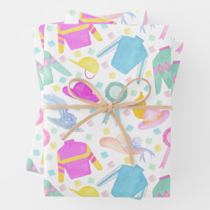 Watercolor Colourful Derby Jerseys & Hats Wrapping Paper Sheet