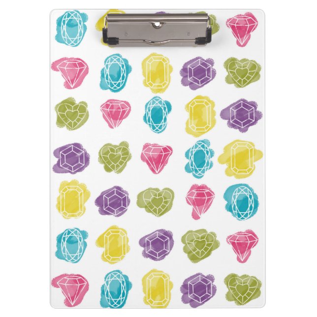 Watercolor Colourful Diamonds Pattern Clipboard (Front)