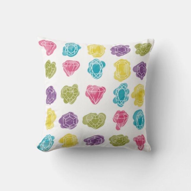 Watercolor Colourful Diamonds Pattern Pillow (Front)