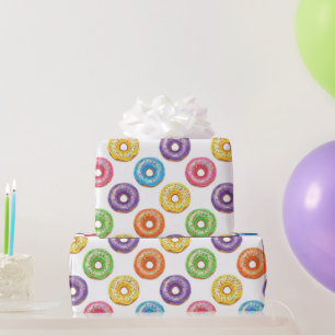 Watercolor Colourful Doughnuts with Sprinkles Wrapping Paper