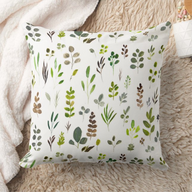 Watercolor Colourful Eucalyptus Leaves Pattern Cushion (Blanket)