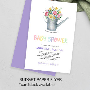 Watercolor colourful floral baby shower invitation flyer