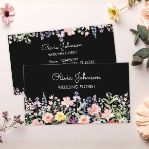 Watercolor Colourful Floral Garden Customised Business Card