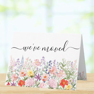 Watercolor Colourful Floral New House Address Card