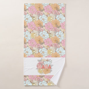 Watercolor Colourful floral pattern Mama Bath Towel