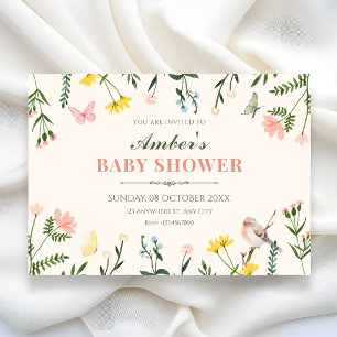Watercolor Colourful floral spring baby shower Invitation