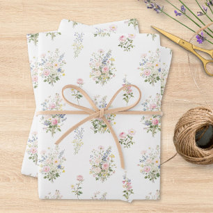 Watercolor Colourful Flower Garden Floral Pattern Wrapping Paper Sheet