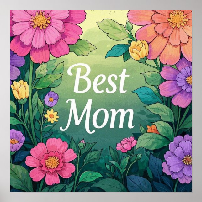 Watercolor Colourful Flowers  Poster (Front)