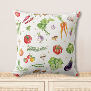 Watercolor Colourful Fresh Vegetables Cushion