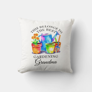 Watercolor Colourful Gardening Tools Grandma Cushion