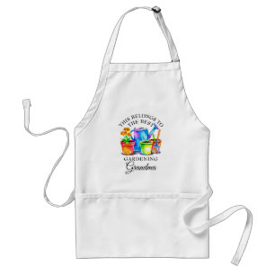 Watercolor Colourful Gardening Tools Grandma Standard Apron