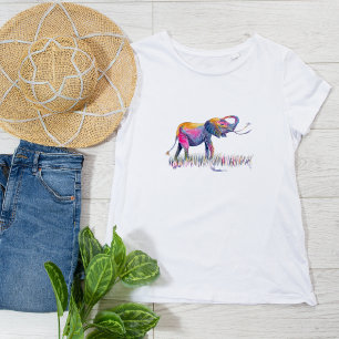 Watercolor Colourful Happy Elephant T-Shirt