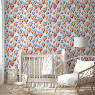 Watercolor Colourful Hot Air Balloons Wallpaper