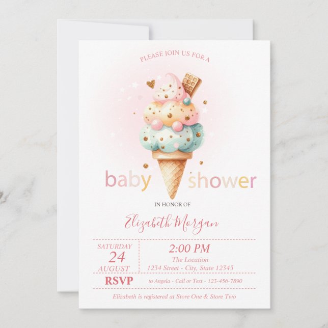 Watercolor Colourful Ice cream Dots  Invitation (Front)