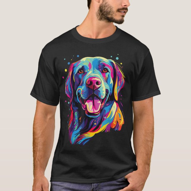 Watercolor Colourful Labrador Lab T-Shirt (Front)
