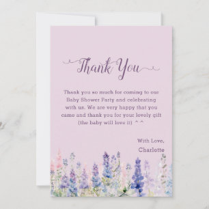Watercolor Colourful Lupine Flowers Baby Shower Thank You Card