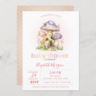 Watercolor Colourful Mushrooms Dots Invitation