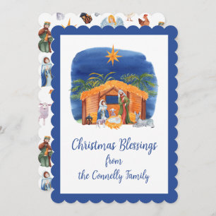 Watercolor Colourful Nativity Christmas Holiday Card