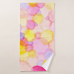 Watercolor colourful polka dots seamless pattern bath towel