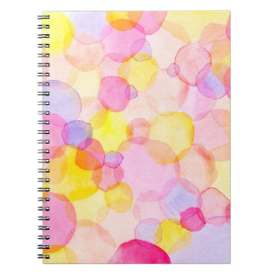 Watercolor colourful polka dots seamless pattern notebook
