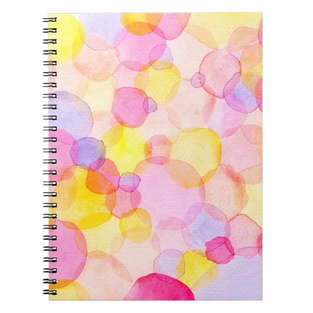 Watercolor colourful polka dots seamless pattern notebook (Front)